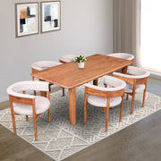 Haruki Acacia Wood Six Seater Dining Set in Teak Colour - HomeTown