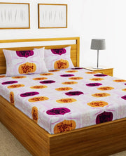 Essenza Cotton King Bed Sheet 220X254 CM in Purple Colour - HomeTown