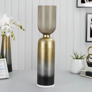 Zeus Iron and Glass Ombre Floor Hurricane 20x76 Cm in Antique Gold & Black Colour - HomeTown