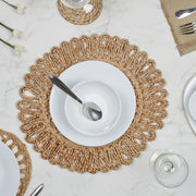Boho Handmade Jute Placemat Dia 30 Cm in Natural Colour - HomeTown