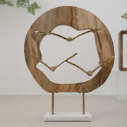 Walton Wood and Metal Flying Bird Figurine in Natural Wood And Gold Colour