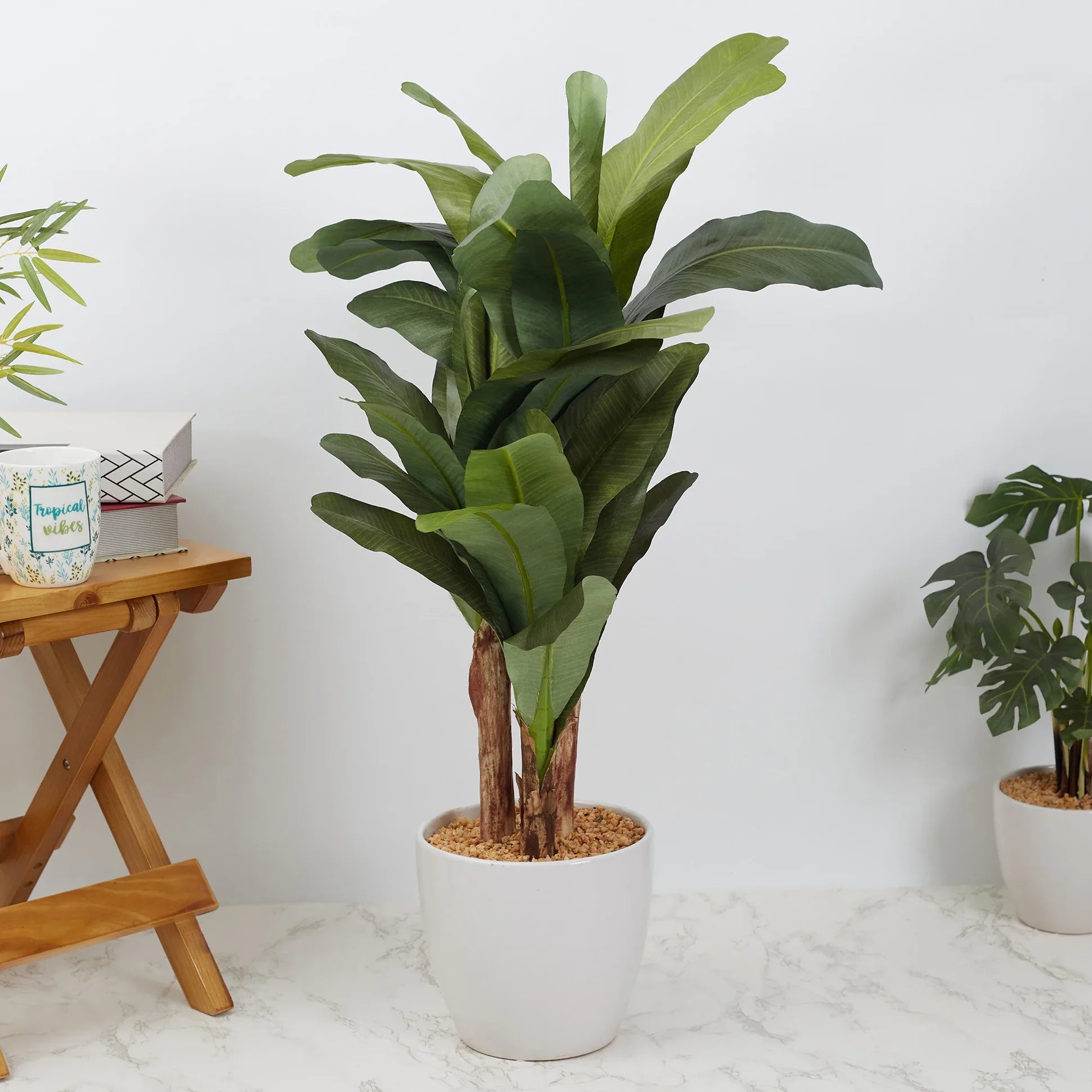 Ilana Faux Banana Ceramic Potted Plant 76 Cm in Green Colour - HomeTown