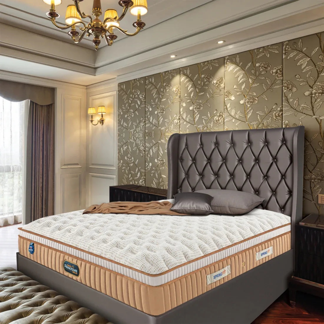 Reactive Gold Orthopedic Support Memory Foam King Mattress 78x72x10 Inch in Grey Colour - HomeTown