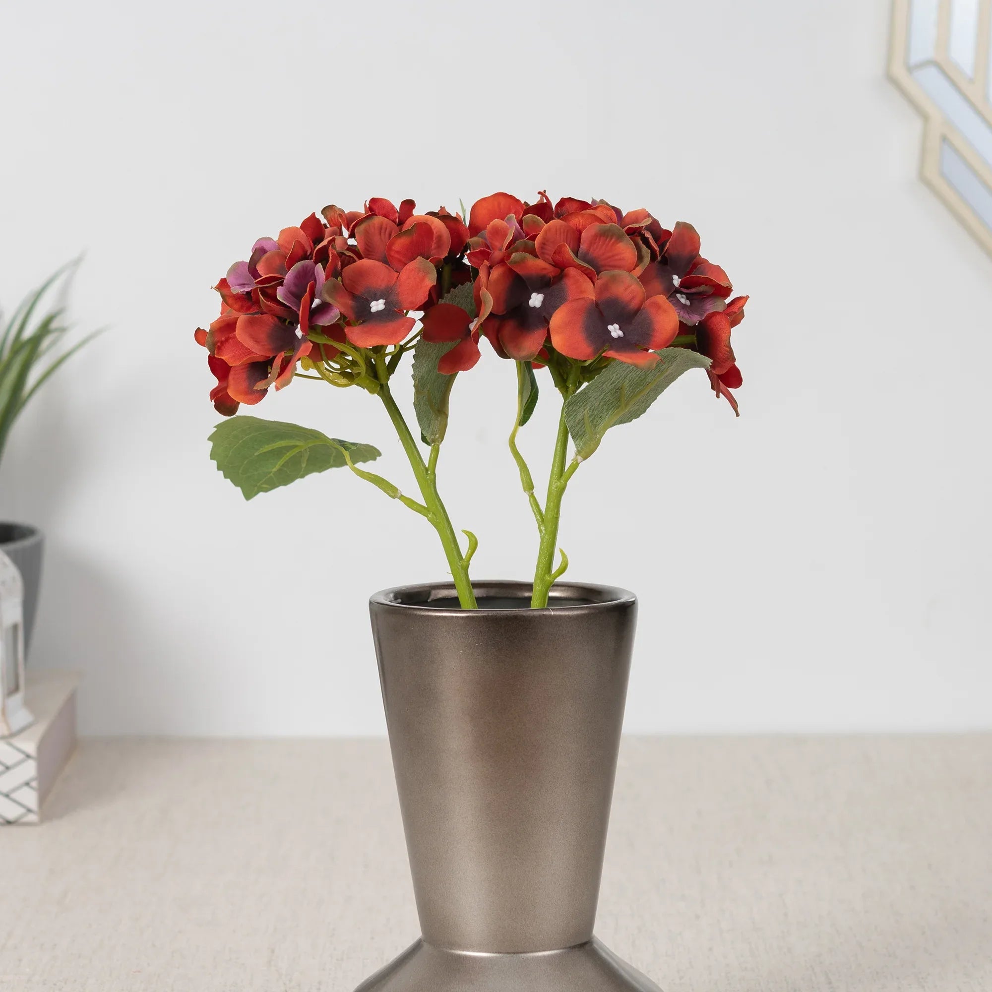 Elora Red Hydrangea Faux Flower 29 Cm in Red Colour - HomeTown