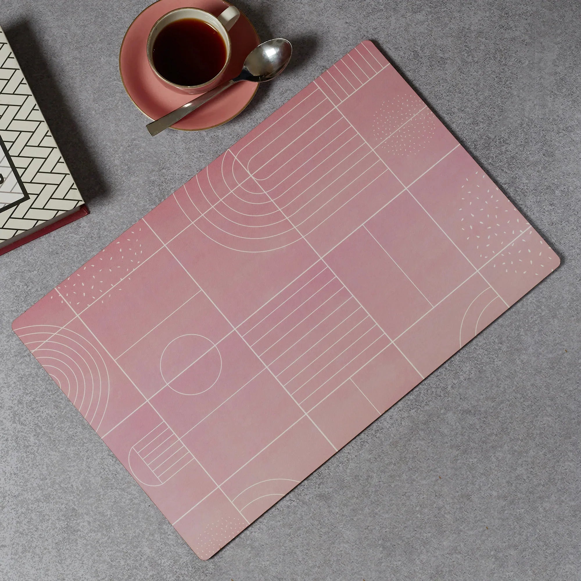 Print Moden Pop Pink Engineered Wood Placemat Set Of 2 in Multi Colour - HomeTown