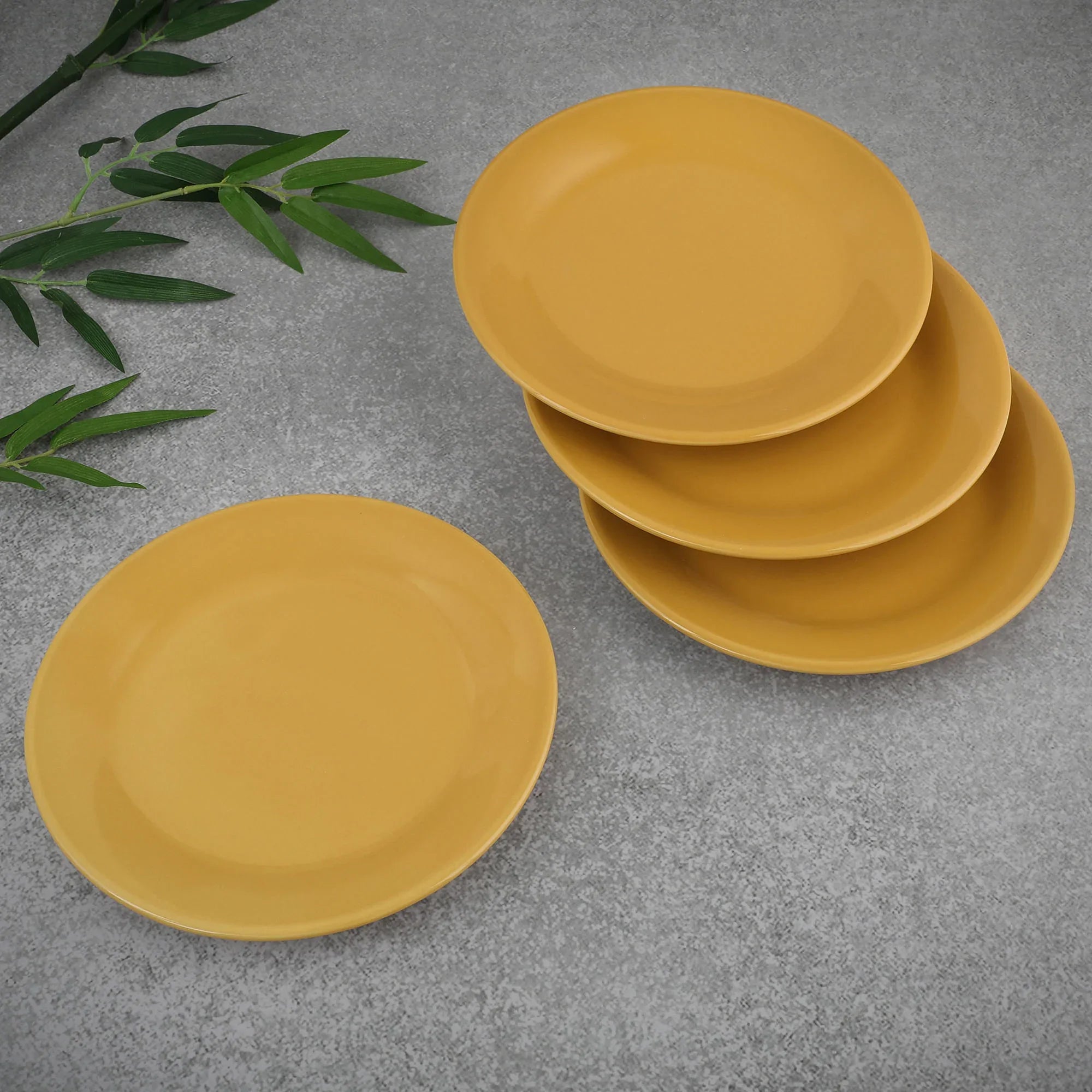 Palette Ceramic 8 Inch Small Plate 4 Pcs in Yellow Colour - HomeTown
