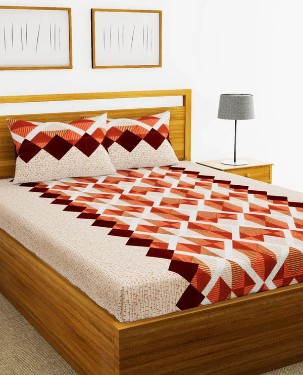 Essenza Cotton King Bed Sheet 220X254 CM in Peach Colour dimensions