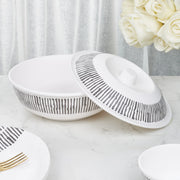 Linea Melamine Serving Bowl with Lid in Black & White Colour - HomeTown