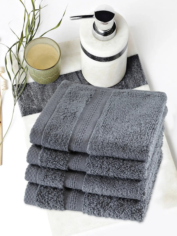 Paradiso Cotton Set Of 4 Face Towel 30X30 Cm 500 Gsm in Grey Colour dimensions