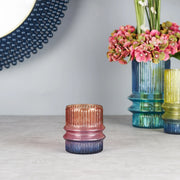 Phiona Glass Fluted Handcrafted Votive 10 Cm in Multi Colour - HomeTown
