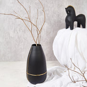 Mezzo Metal Vases 35 cm in Black Colour - HomeTown