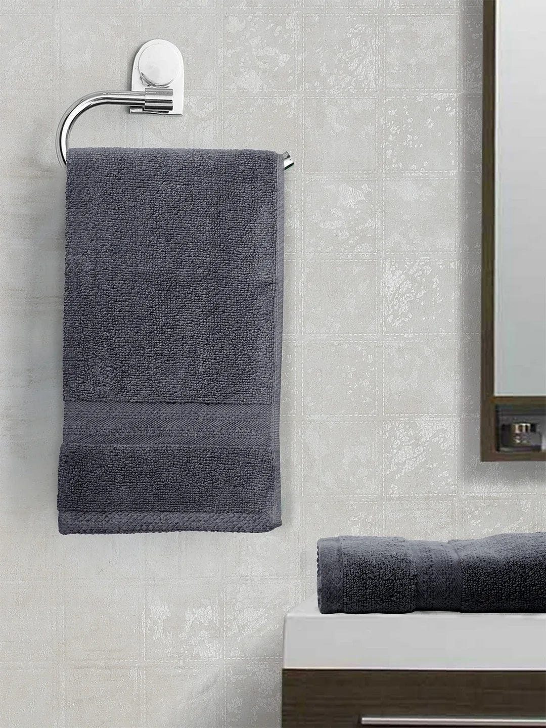 Paradiso Cotton Set Of 2 Hand Towel 40X60 Cm 500 Gsm in Grey Colour - HomeTown
