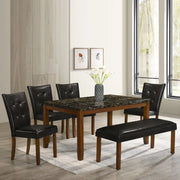 Eden Marble Finish Top 6 Seater Dining Set in Brown Colour - HomeTown
