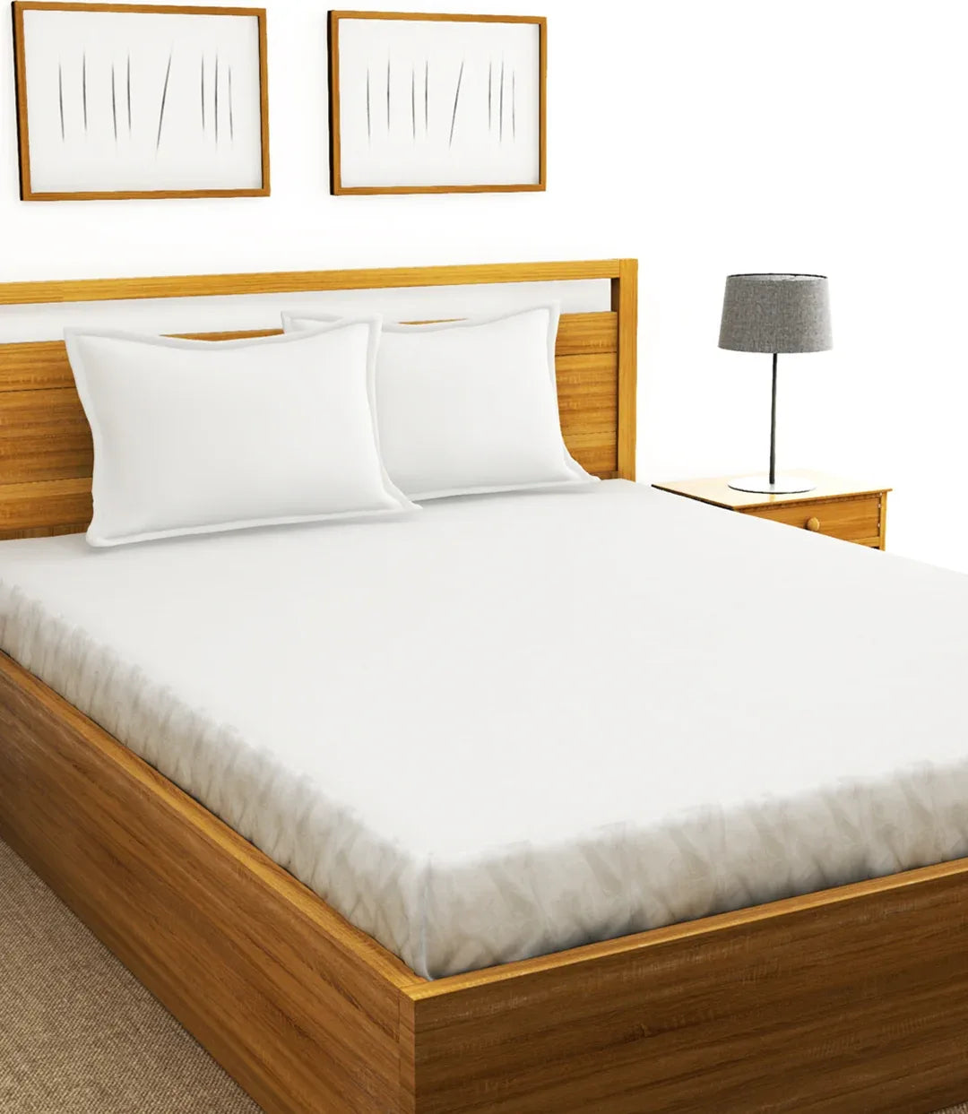 Cool Sheild Cotton Double Mattress Protector 198X182X25 Cm Antibacterial in White Colour - HomeTown