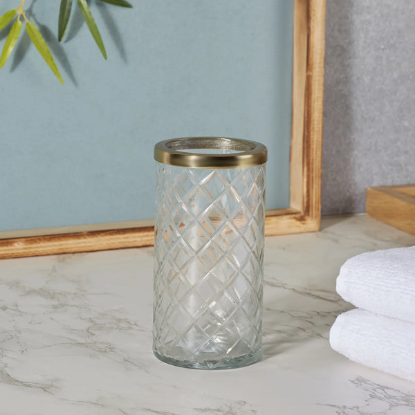 Nora Glass Cut Work Tumbler in Transparent Colour dimensions