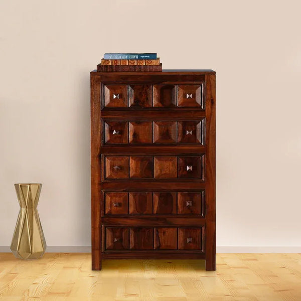Woodrow Sheesham Wood(Rosewood) Chest of Drawer in Honey Colour - HomeTown