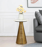 Athens Metal Side Table in Gold & White Colour - HomeTown