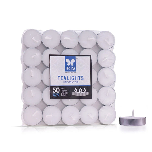 Iris 50 Pack 10gm Tealight Candles - Bulk Home Decor & Festive Candles dimensions