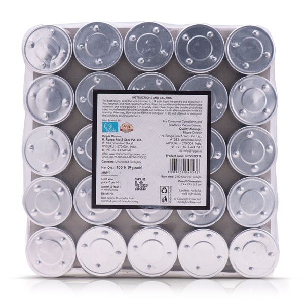 Pack of 100 unscented Tealight-INFV0297 dimensions