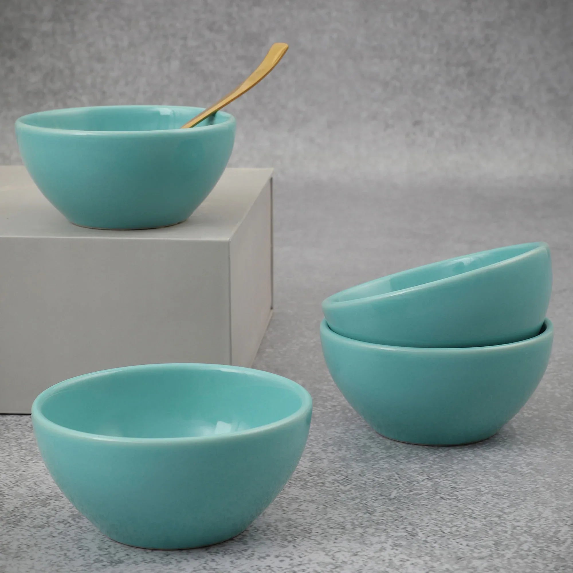 Palette Ceramic 4 Inch Curry Bowl 4 Pcs in Blue Colour - HomeTown