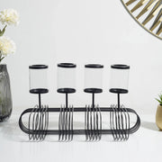 Sovereign Iron and Glass Wired 4 Pillar Holder 60x29Cm in Black Colour - HomeTown