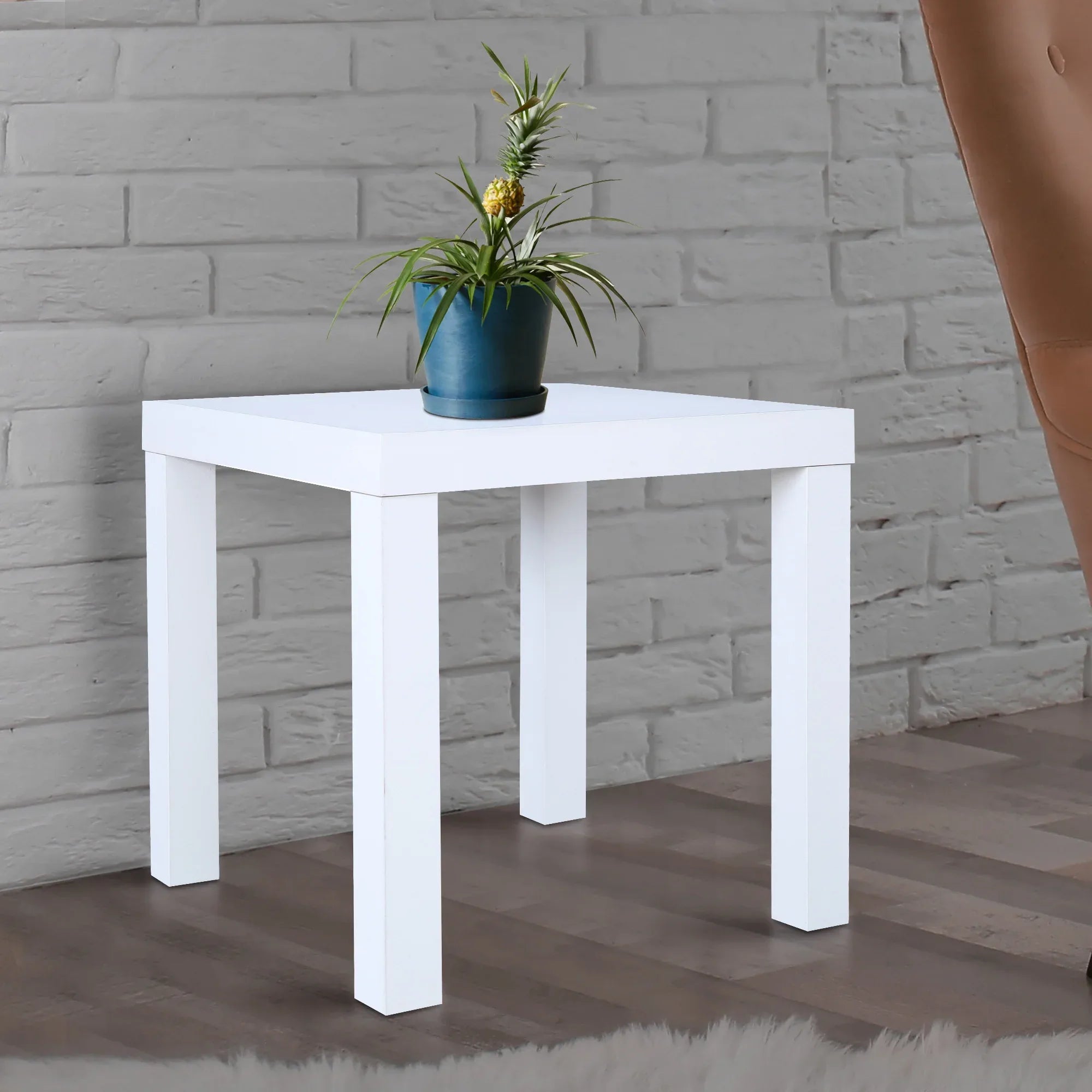 Larix Engineered Wood Side Table in White Colour - HomeTown