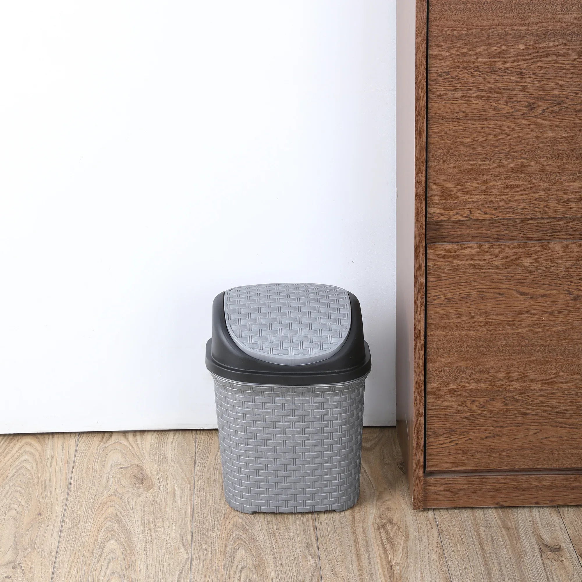 Brio Plastic Swing Dust Bin 6 Ltr in Grey Colour - HomeTown