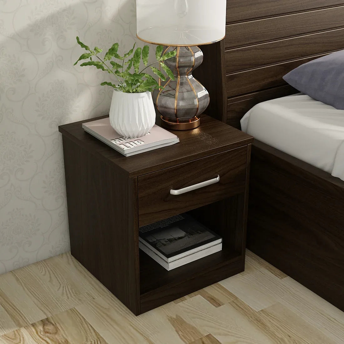 Magnum Night Stand in Urban Walnut Colour - HomeTown