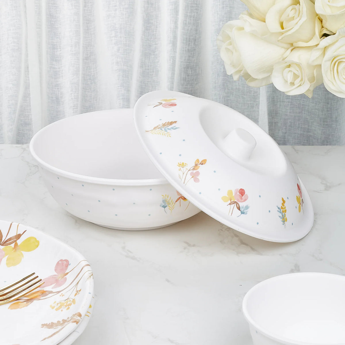 Gypsy Melamine Serving Bowl with Lid in Multi Colour - HomeTown