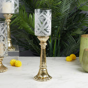 Phiona Glass Etched Handcrafted Hurricane 42 Cm in Gold Colour - HomeTown