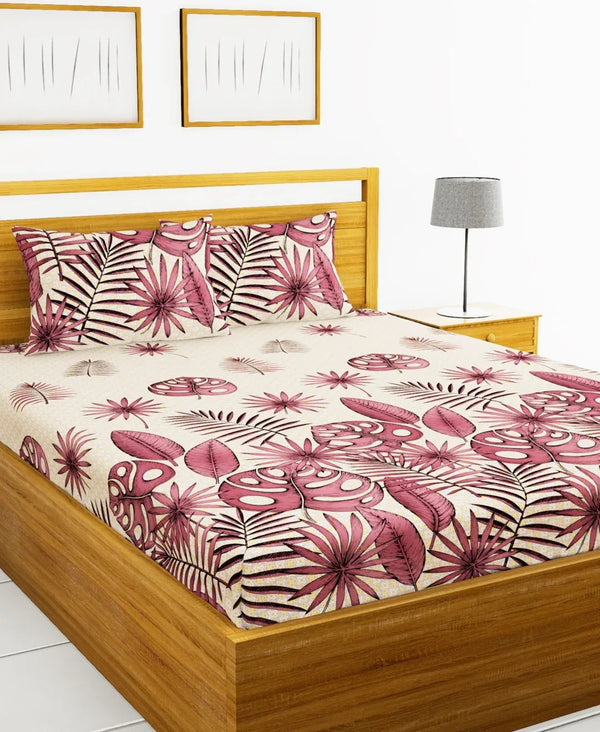Callista Cotton King Bed Sheet 274X274 Cm in Maroon Colour dimensions