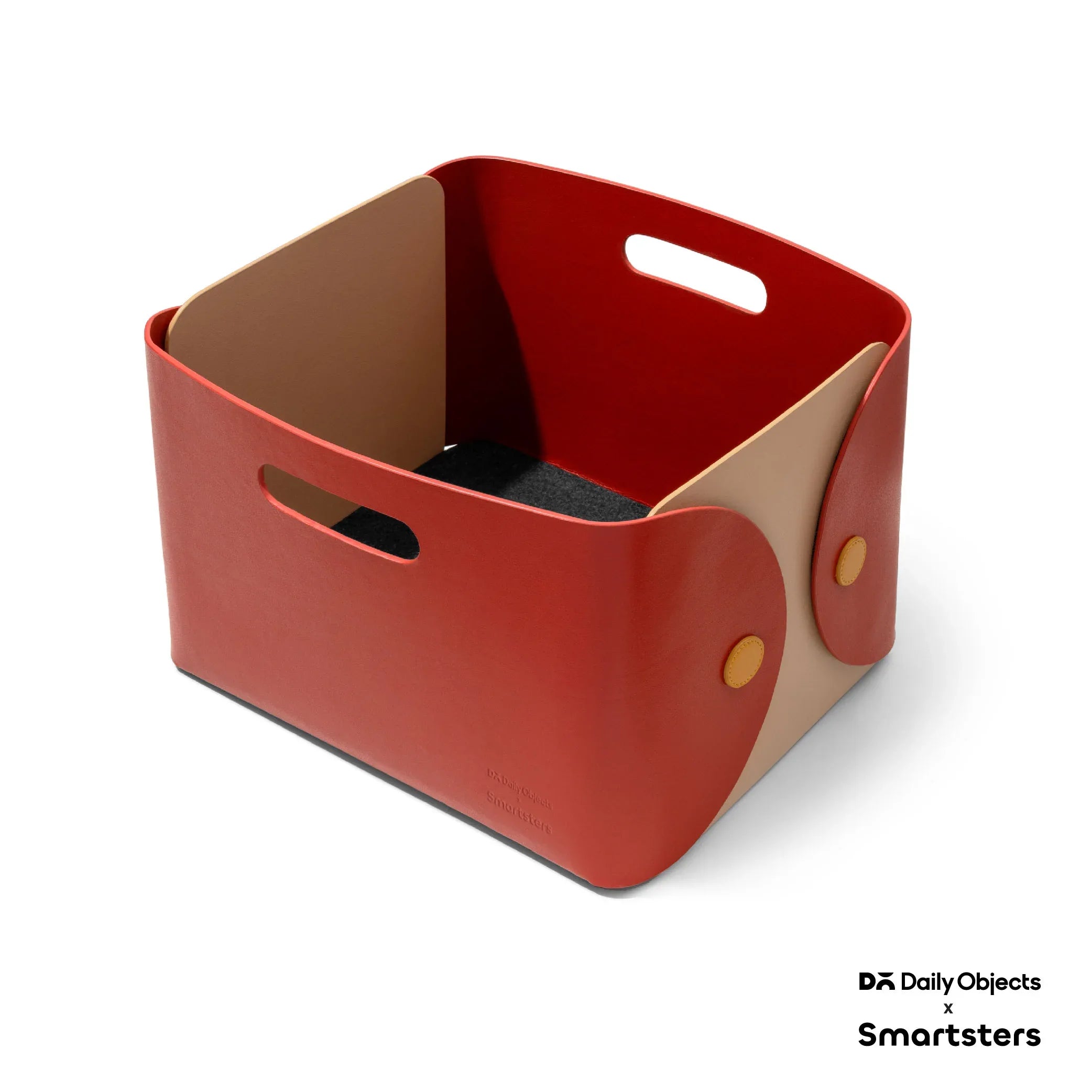 Owlbert MDF + Leatherite Storage Basket in Red & Bisque Colour - HomeTown