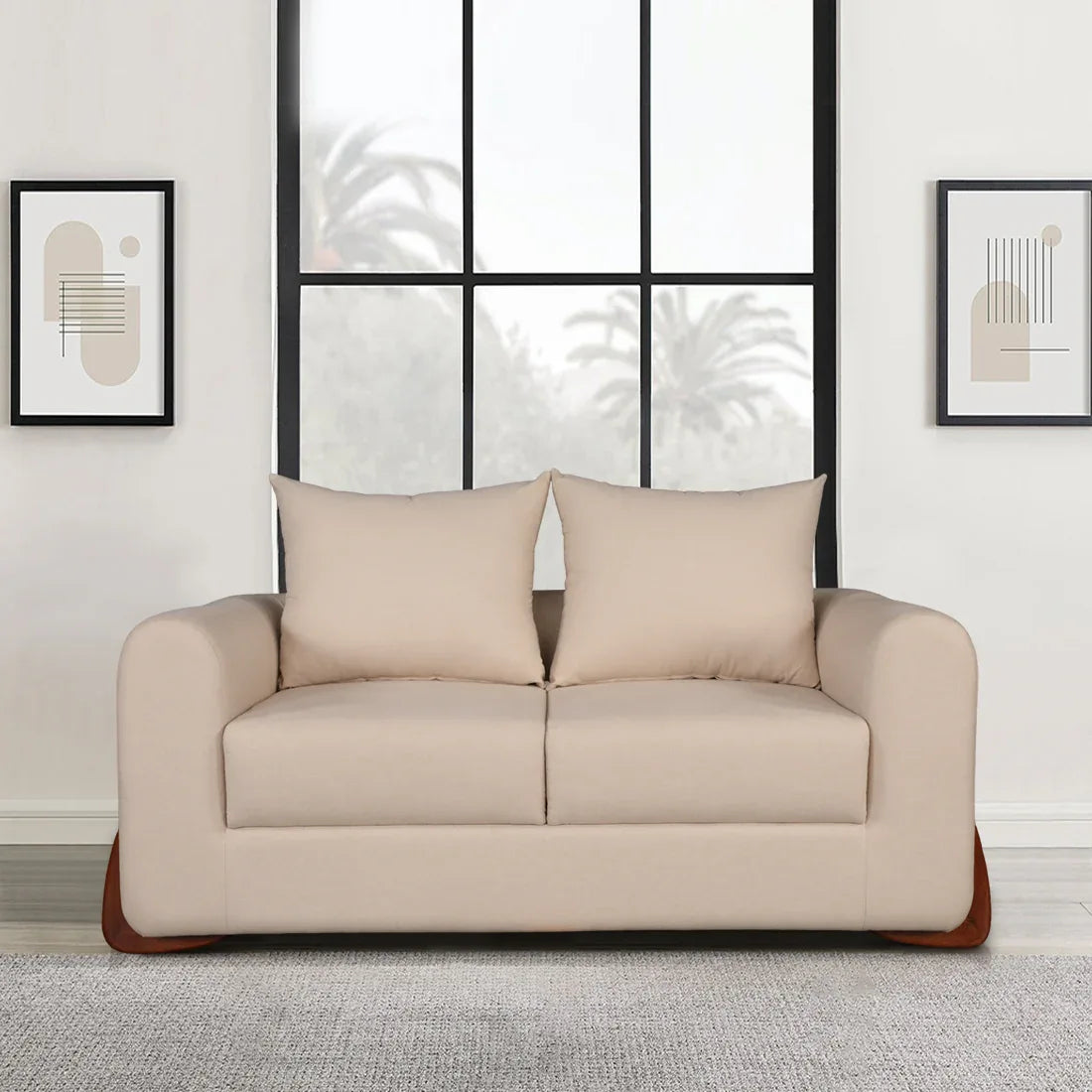 Bodhi Fabric Two Seater Sofa in Beige Colour - HomeTown