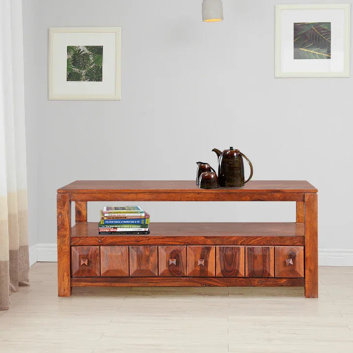 Woodrow Sheesham Wood(Rosewood) Center Table in Honey Colour