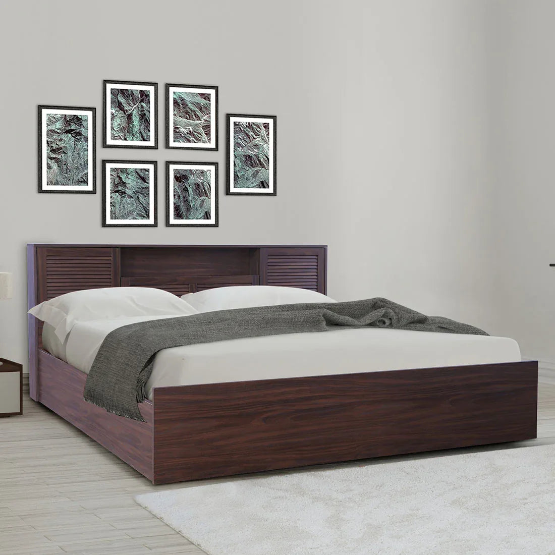 Bolton King Bed with Hydraulic storage in Walnut Colour - HomeTown