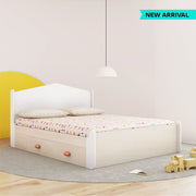Secret Den Queen Size Bed with Storage in Pearly White Colour - HomeTown