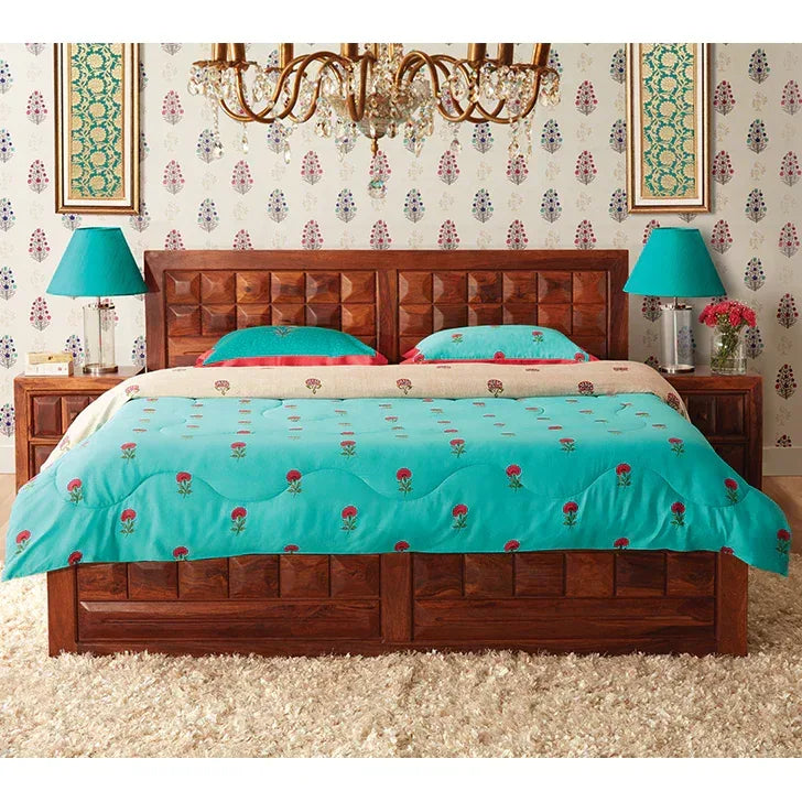 Woodrow Sheesham Wood (Rosewood) bed with storage in Honey Colour - HomeTown
