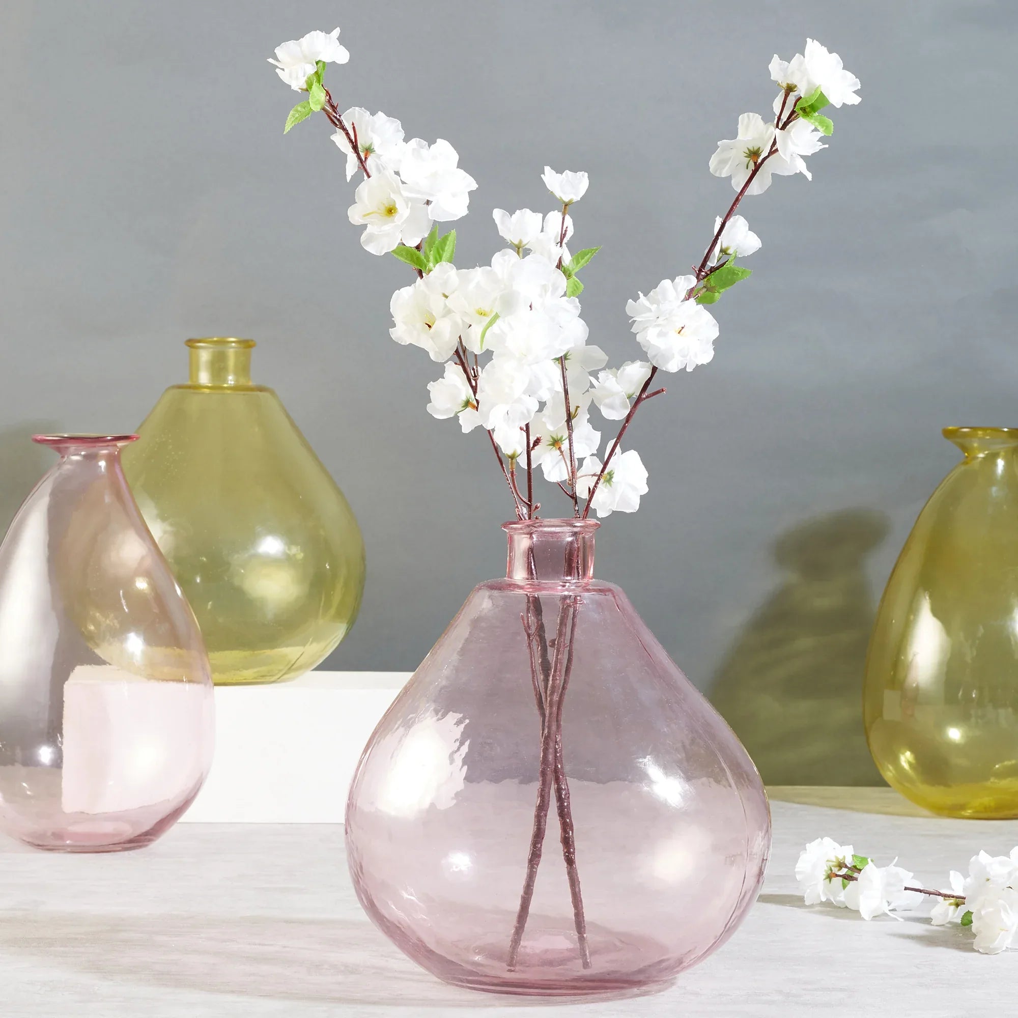 Phiona Glass Modern Organic Shapped Handcrafted Vase 32 Cm in Blush Colour - HomeTown