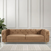 Bellrose Velvet Fabric Three Seater Sofa in Brown Colour - HomeTown