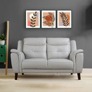 Alexa Half Leather Two Seater Sofa in Light Grey Colour - HomeTown