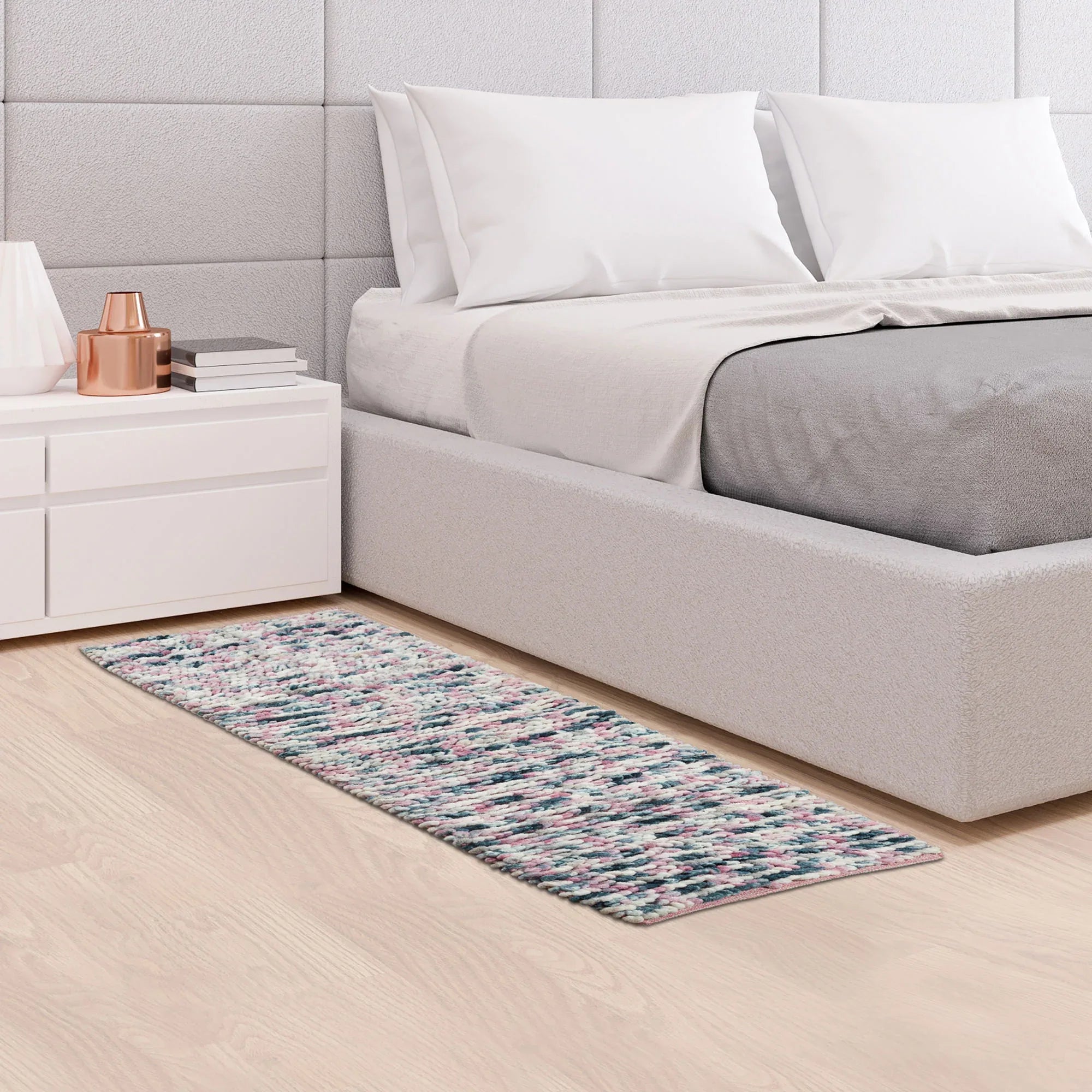 Emilia Micro Chenille Multipurpose Loop Runner 60x152 Cm in Blush Blue Colour - HomeTown