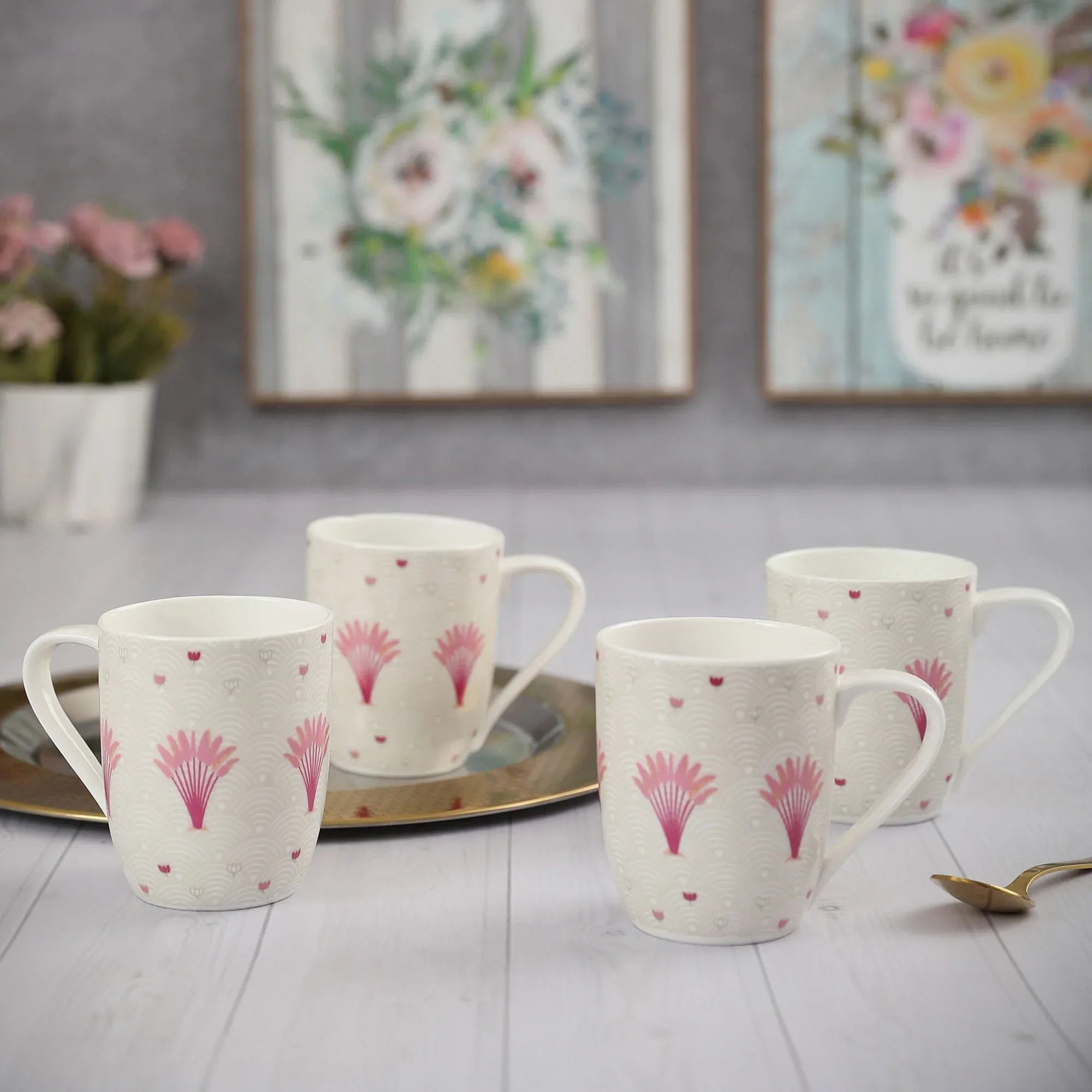 Silk Route Ceramic Indus Coffee Mug 320 Ml Set Of 4 in Multi Colour - HomeTown