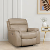Plush 1 Seater Leather Electric Recliner Sofa | Beige