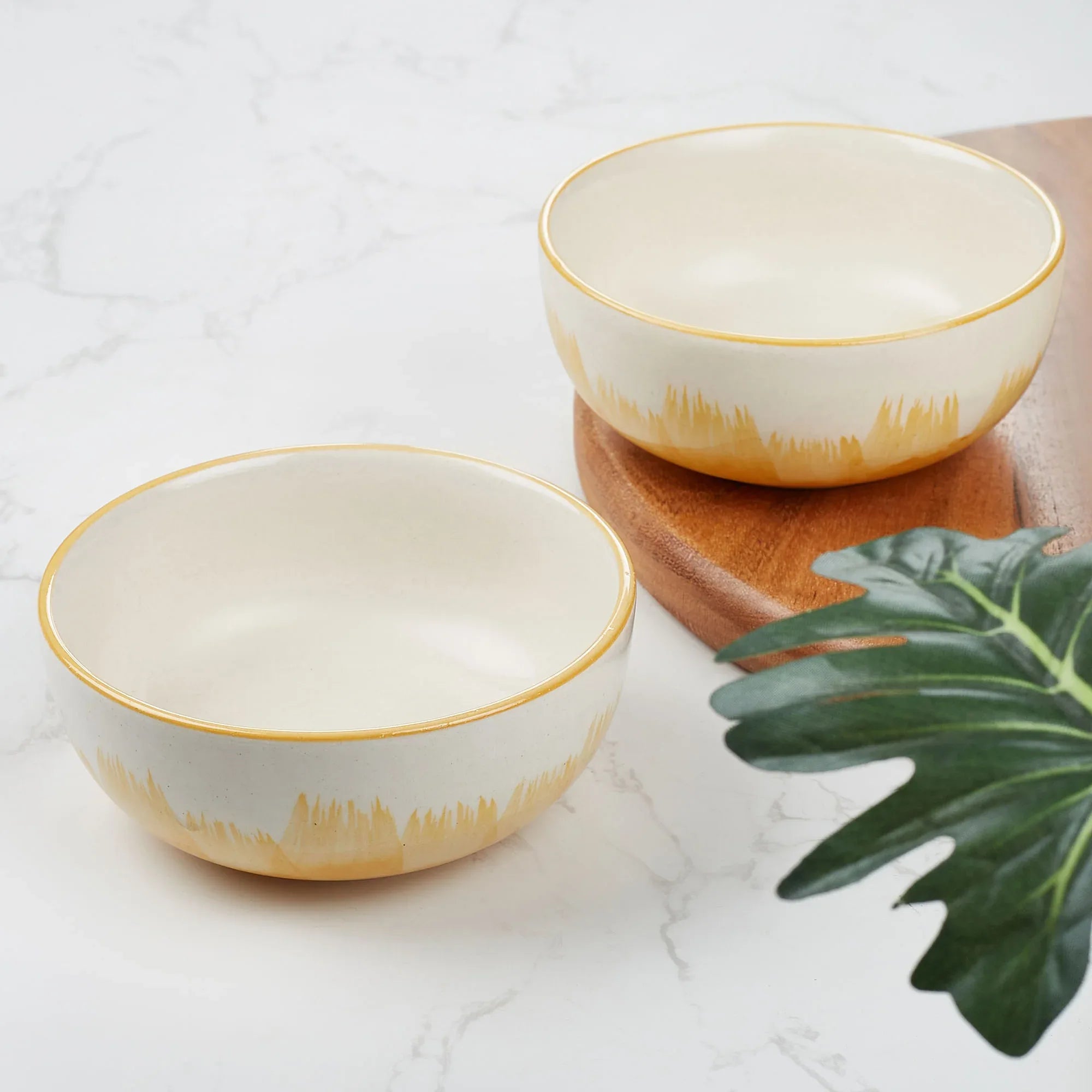 Ophilia Studio Pottery Stoneware Veg Bowl/Katori Set of 2 in Ochre Colour - HomeTown