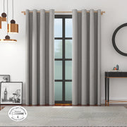 Amour Set of 2 Solid Jacquard Dim Out Curtains 7 Feet in Grey Colour - HomeTown