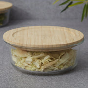 Robust Glass Round Container with Bamboo Lid 950ML in Transparent Colour - HomeTown