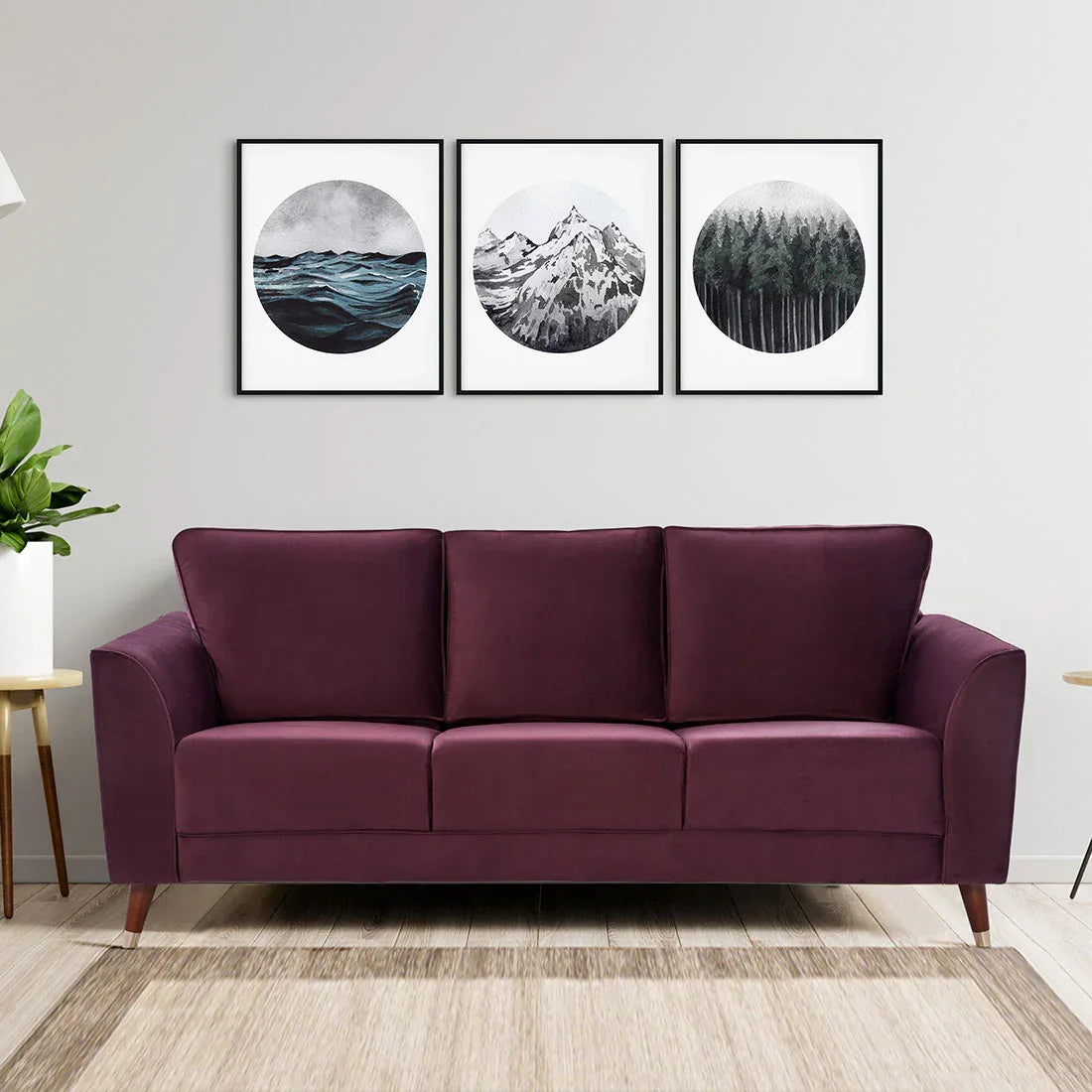 Magnific Velvet Three Seater Sofa - HomeTown