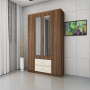 Saville Engineered Wood Four Door Wardrobe with Mirror in Dark Vogue Colour - HomeTown