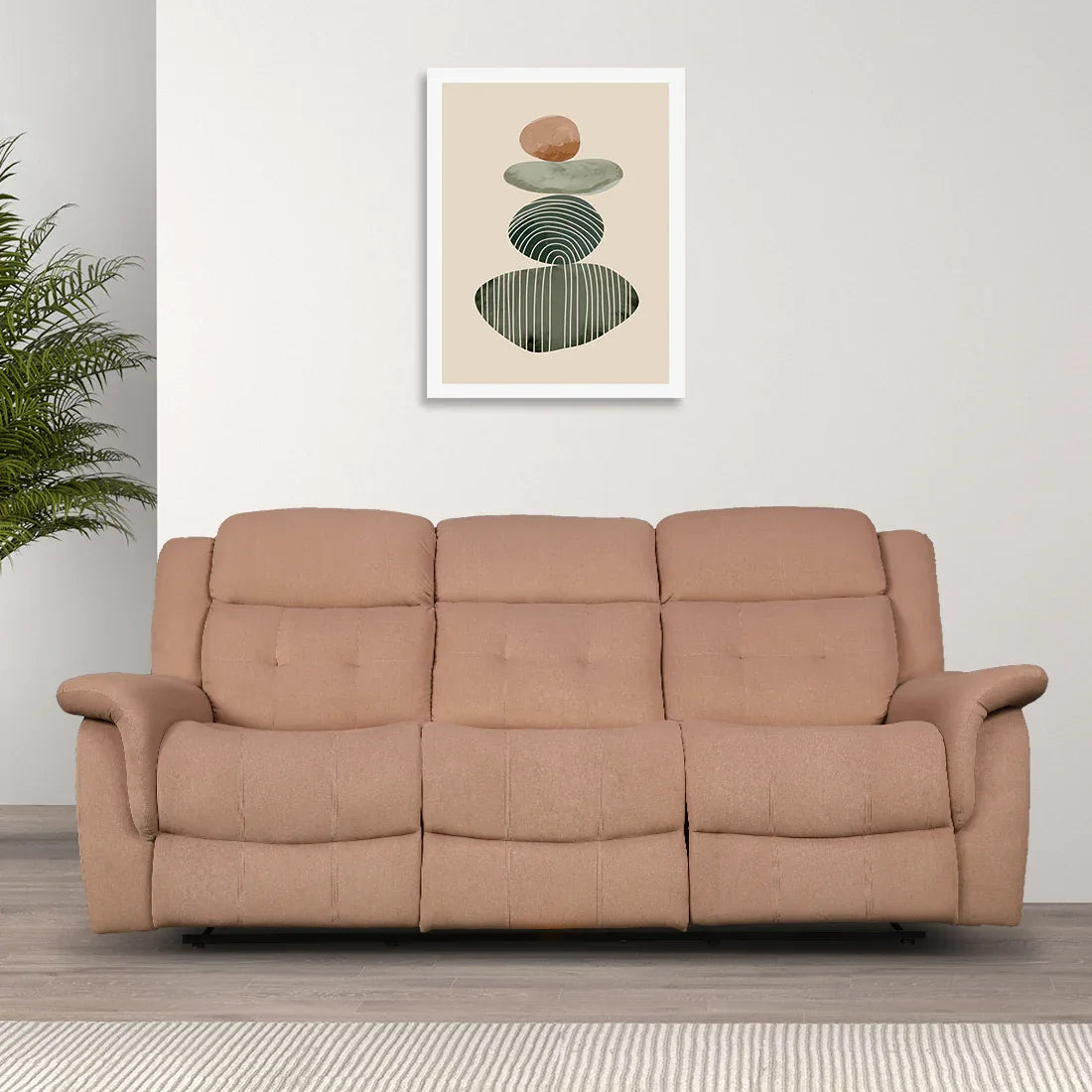 Attila Fabric Three Seater Recliner in Brown Colour - HomeTown