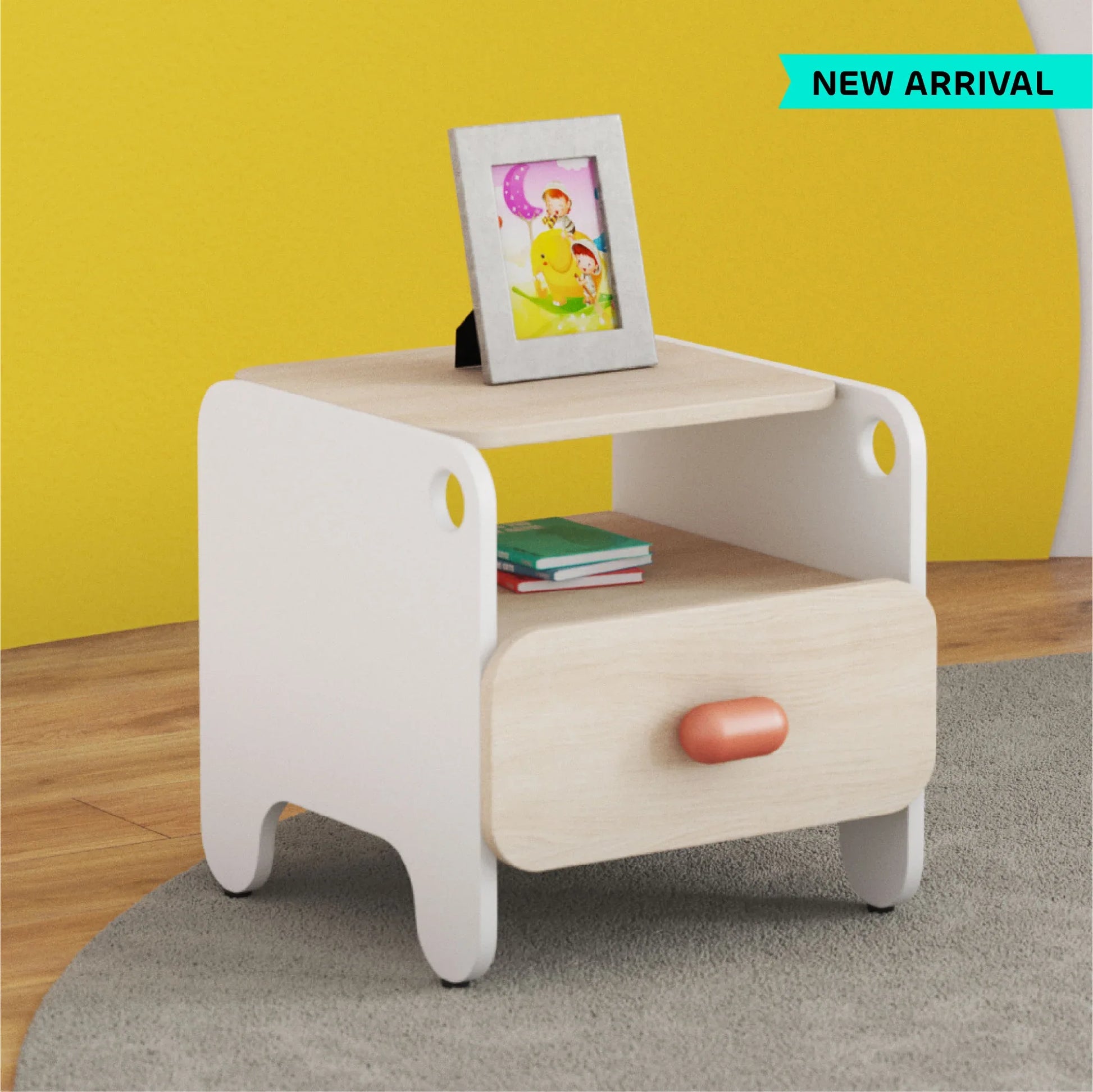 Boop Bed Side Table in Pearly White Colour - HomeTown